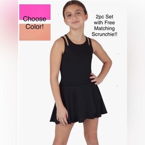 Yogalicious Girls 2Pc Sunrise Cut-Out Tank + Tulip Hem Skort Activewear Set